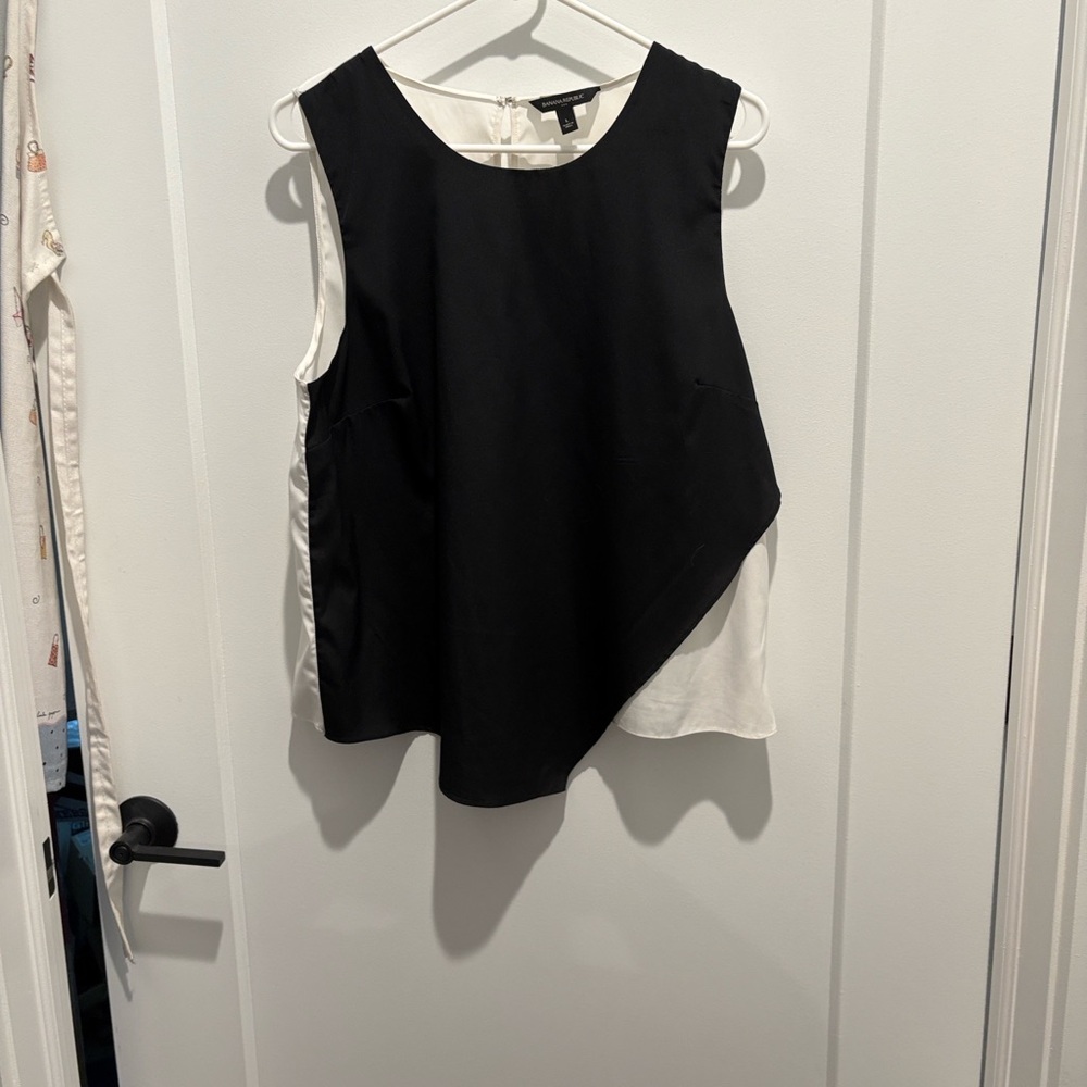 Banana Republic Black and White Asymmetrical Blouse